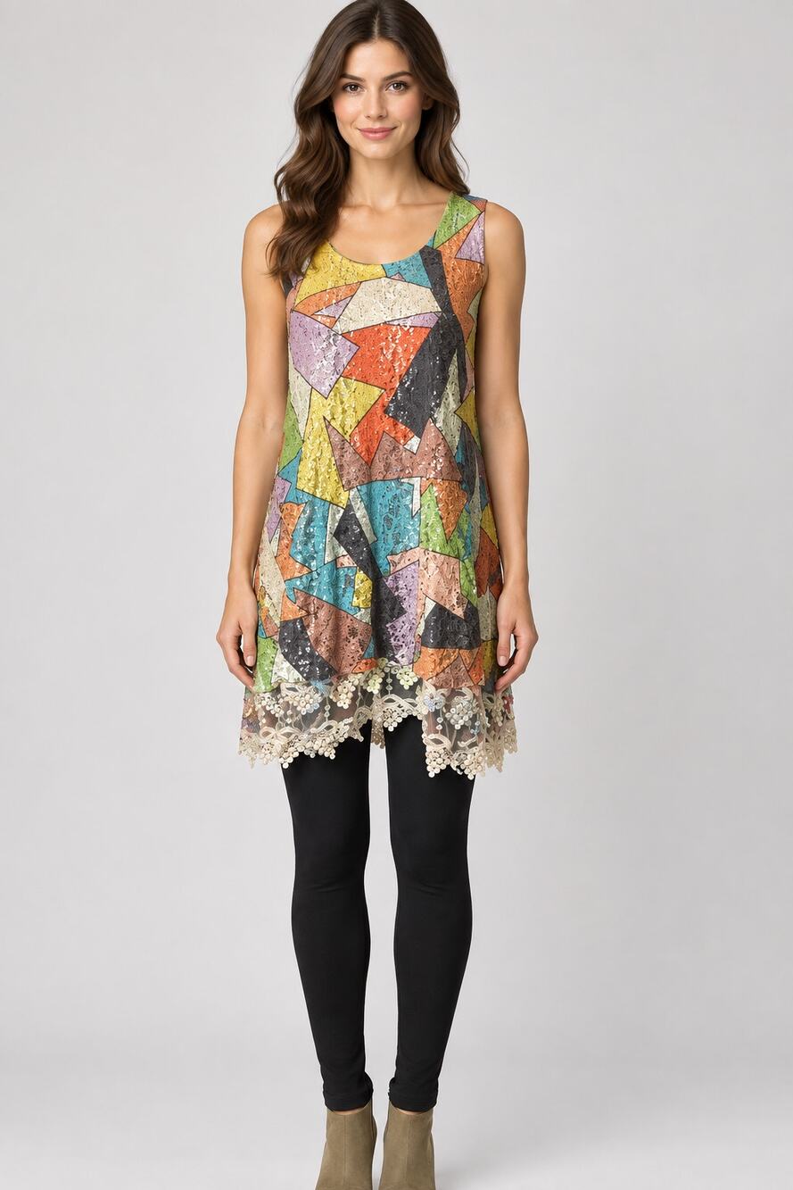 Origami Abstract Sleeveless Tunic Small